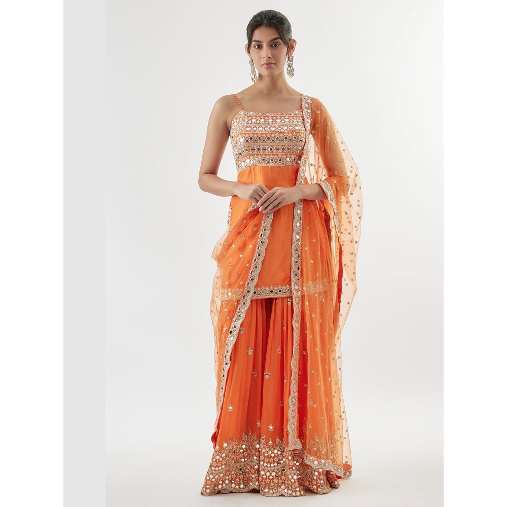 Gopi Vaid Kiah Orange Kurta with Sharara and Dupatta