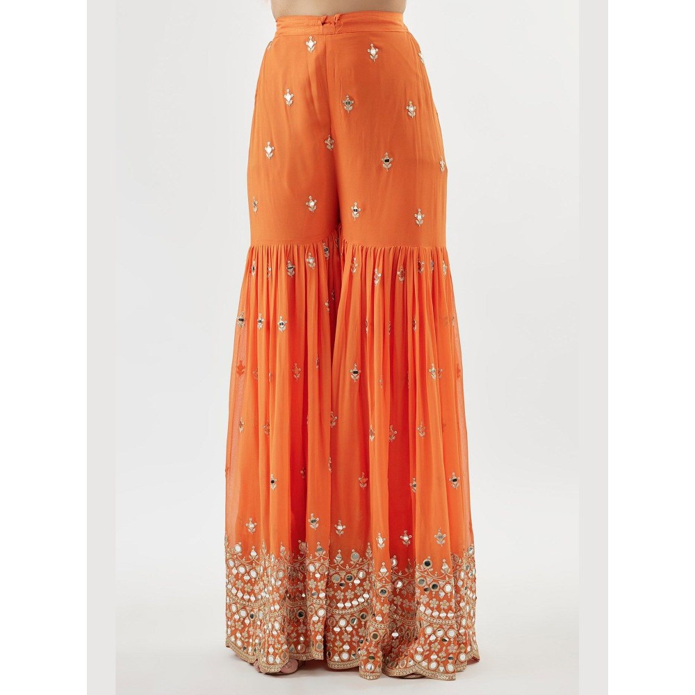 Gopi Vaid Kiah Orange Kurta with Sharara and Dupatta