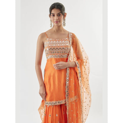 Gopi Vaid Kiah Orange Kurta with Sharara and Dupatta