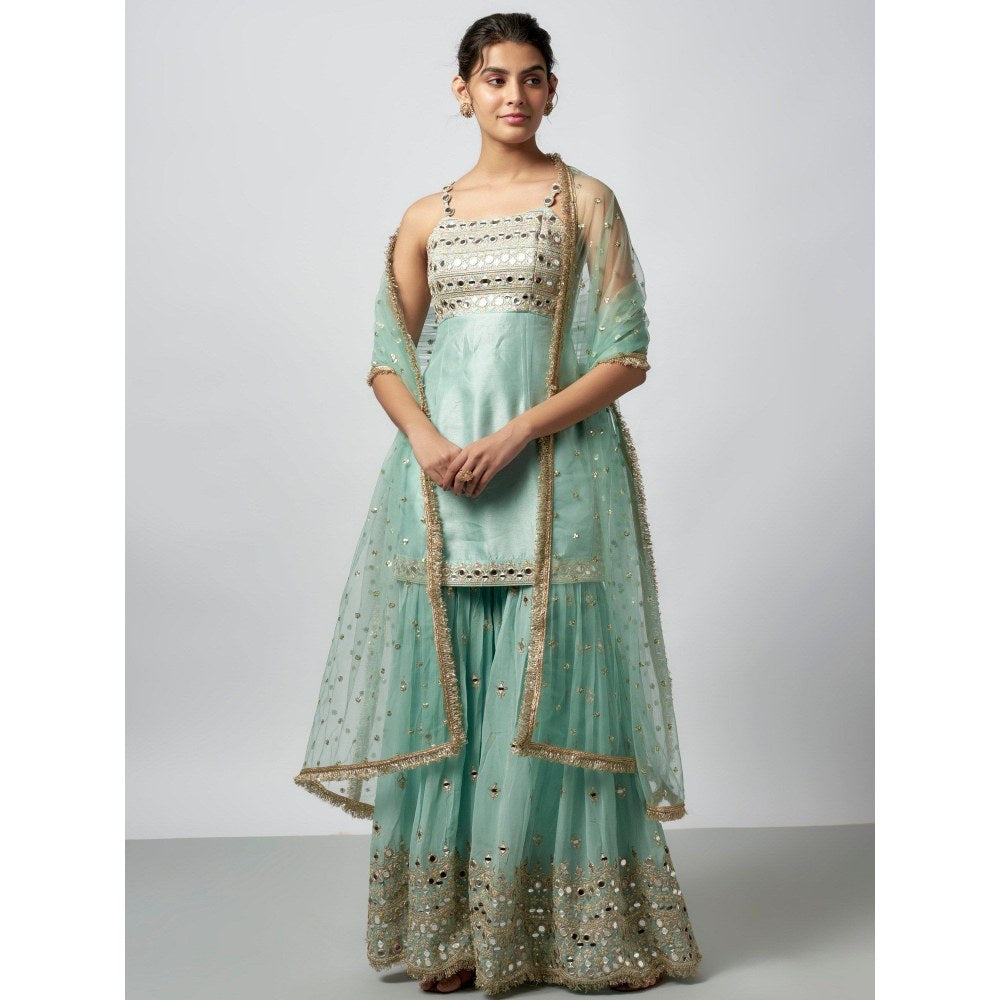Gopi Vaid Kiah Blue Kurta with Sharara and Dupatta