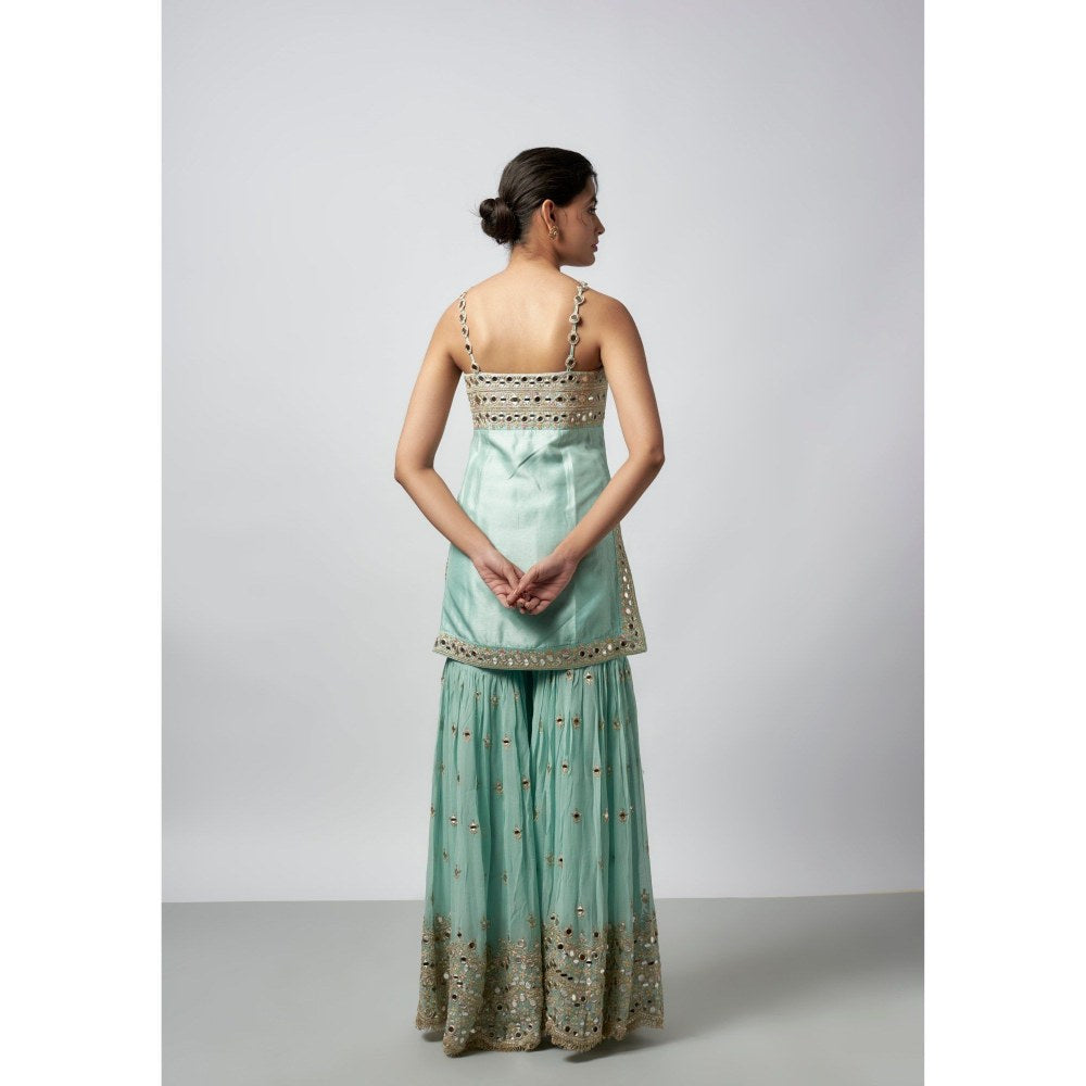 Gopi Vaid Kiah Blue Kurta with Sharara and Dupatta