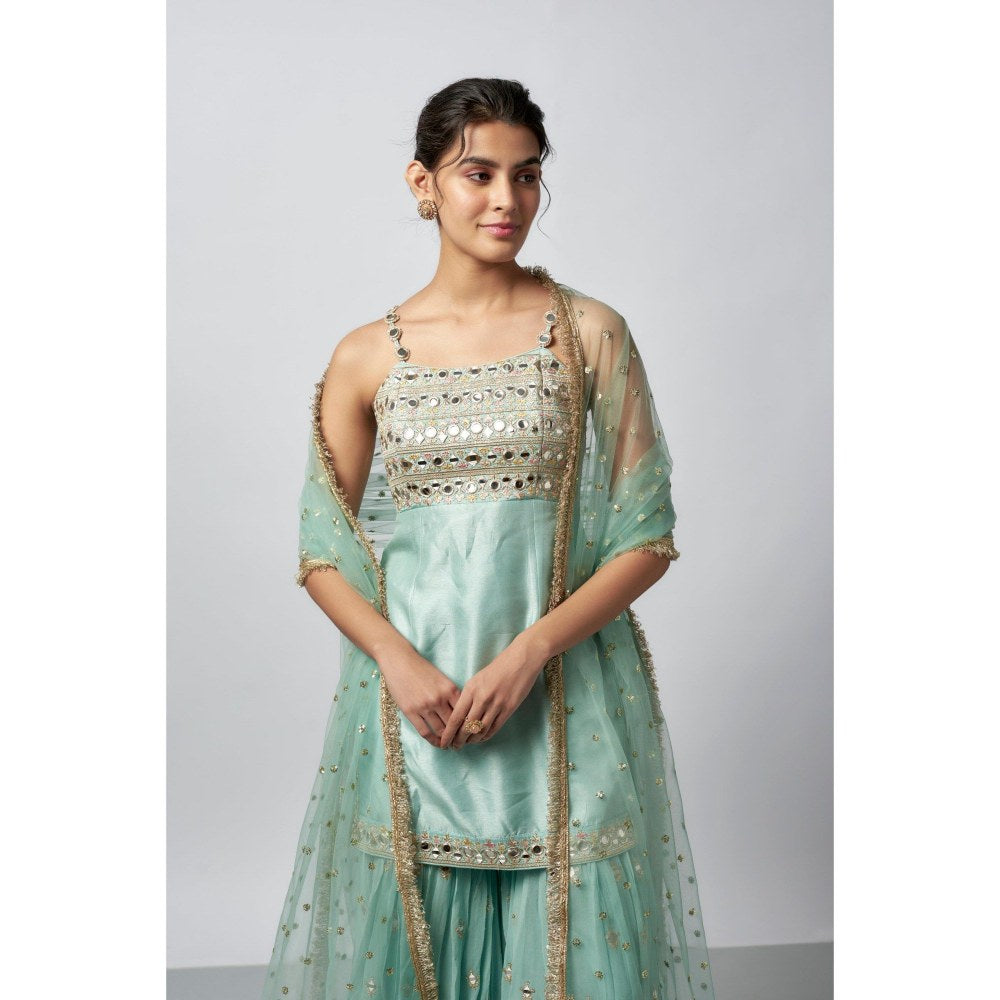 Gopi Vaid Kiah Blue Kurta with Sharara and Dupatta