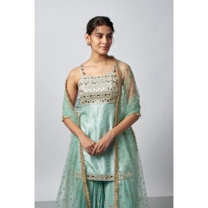 Gopi Vaid Kiah Blue Kurta with Sharara and Dupatta