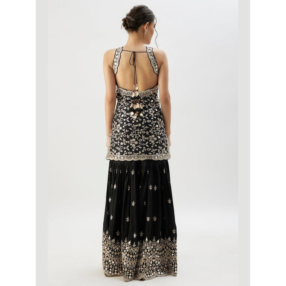 Gopi Vaid Soneera Black Kurta with Sharara and Dupatta