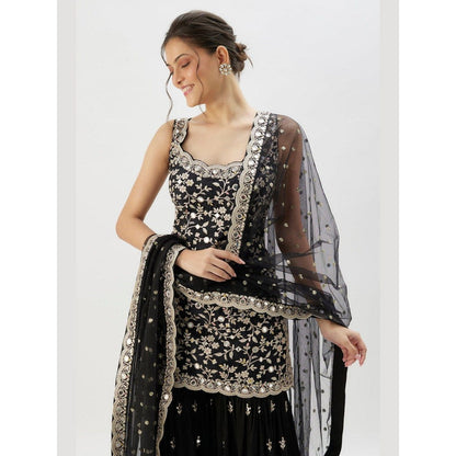 Gopi Vaid Soneera Black Kurta with Sharara and Dupatta