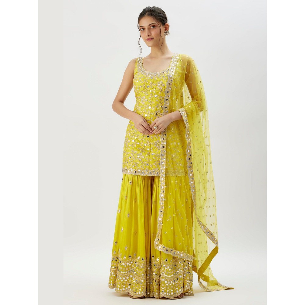 Gopi Vaid Soneera Yellow Kurta with Sharara and Dupatta