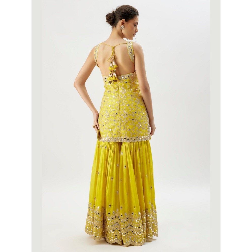 Gopi Vaid Soneera Yellow Kurta with Sharara and Dupatta