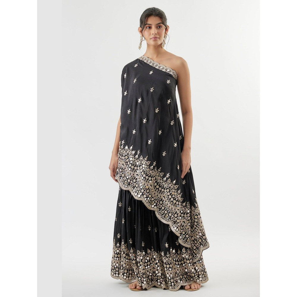Gopi Vaid Akasa Black Top with Sharara