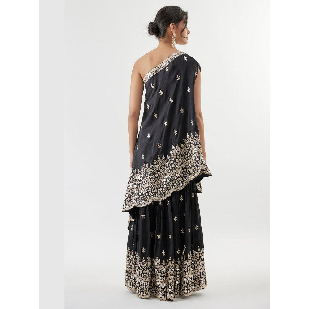 Gopi Vaid Akasa Black Top with Sharara