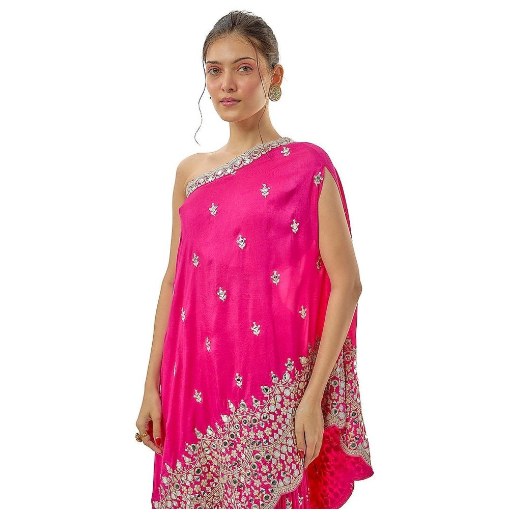 Gopi Vaid Akasa Pink Top with Sharara