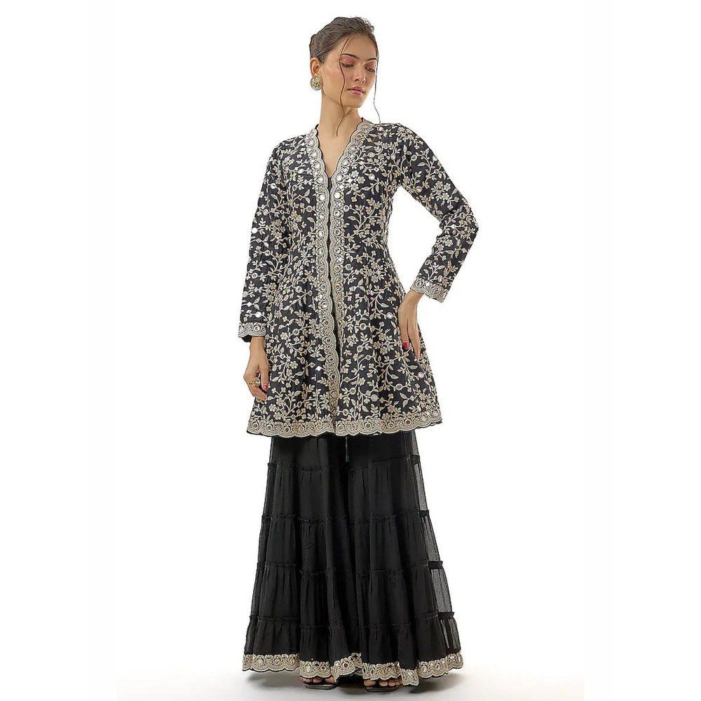 Gopi Vaid Zeya Black Kurta with Sharara