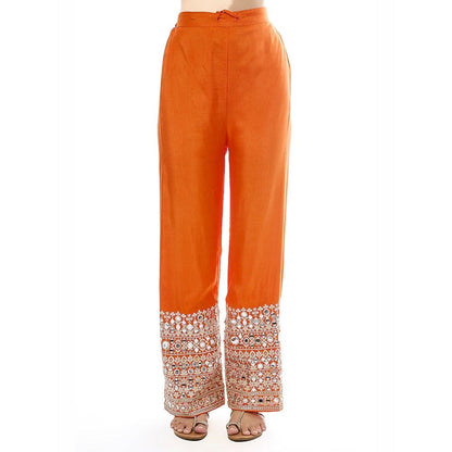 Gopi Vaid Cheshtha Orange Anarkali Kurta with Pant and Dupatta