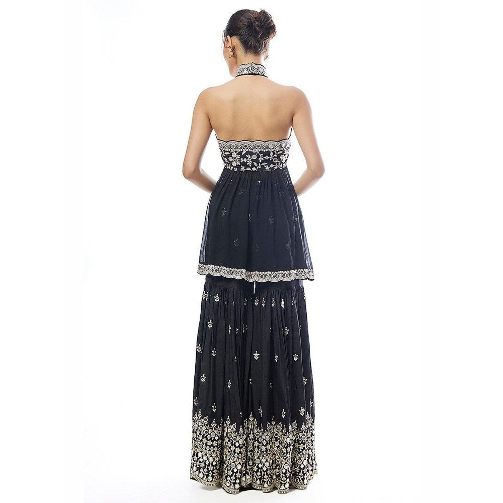 Gopi Vaid Eila Black Kurta with Sharara and Dupatta