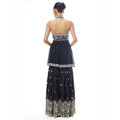 Gopi Vaid Eila Black Kurta with Sharara and Dupatta