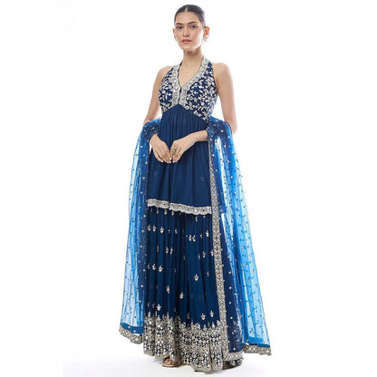 Gopi Vaid Eila Blue Kurta with Sharara and Dupatta