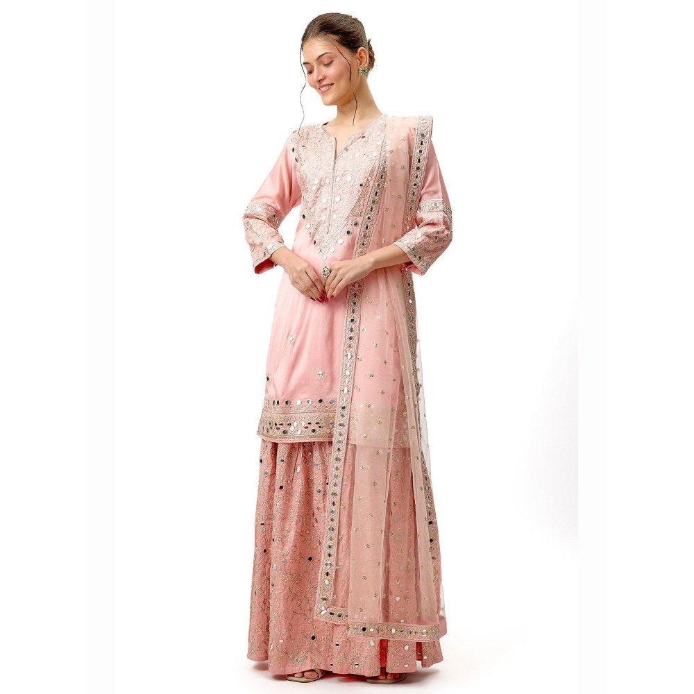 Gopi Vaid Aadhira Pink Kurta with Sharara and Dupatta