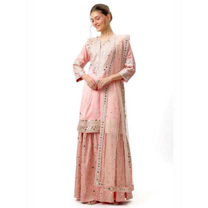 Gopi Vaid Aadhira Pink Kurta with Sharara and Dupatta