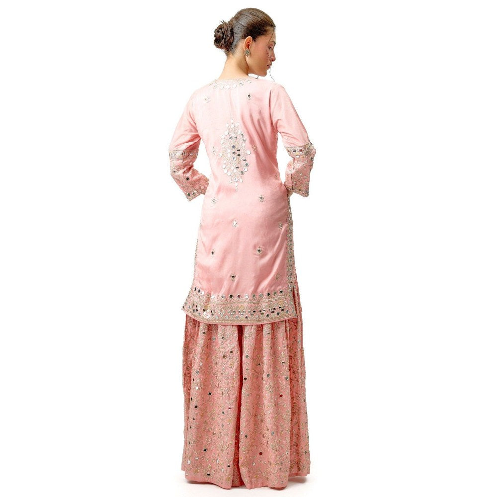 Gopi Vaid Aadhira Pink Kurta with Sharara and Dupatta