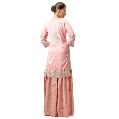 Gopi Vaid Aadhira Pink Kurta with Sharara and Dupatta