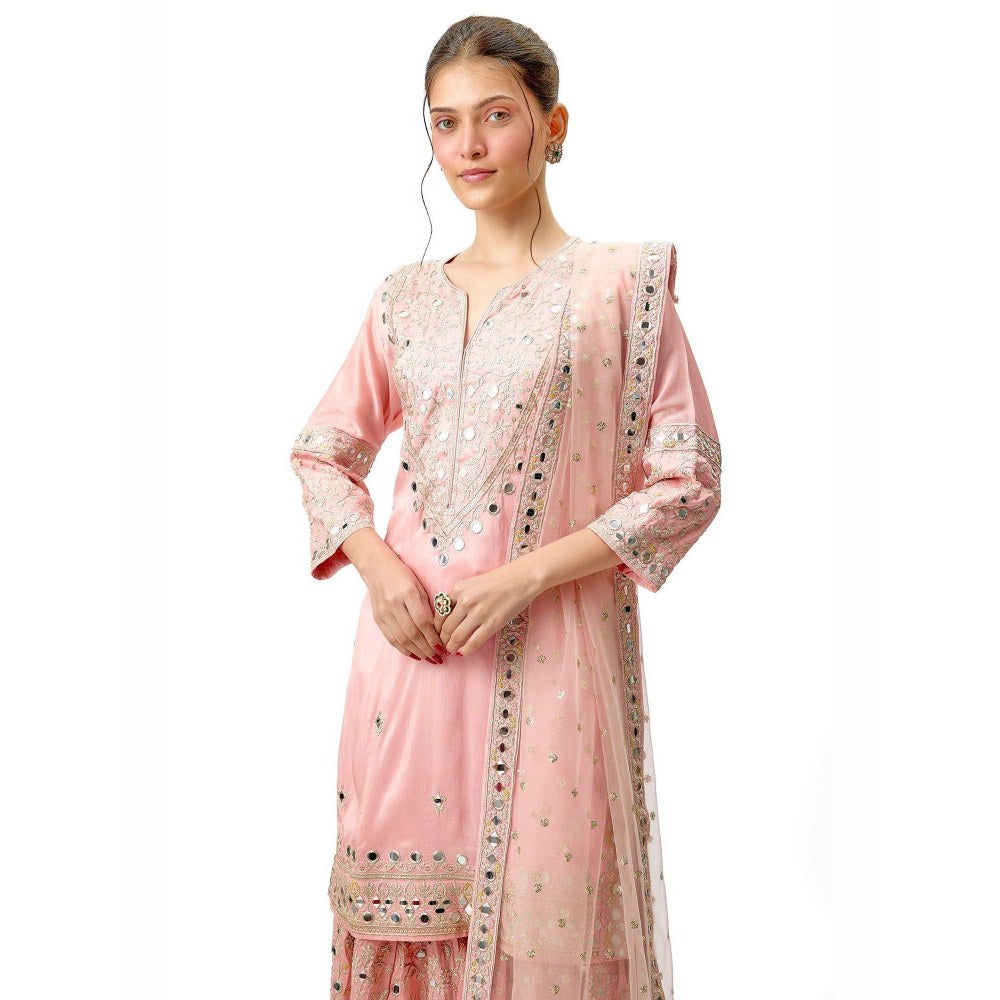 Gopi Vaid Aadhira Pink Kurta with Sharara and Dupatta