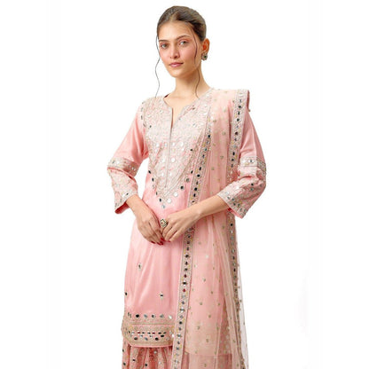 Gopi Vaid Aadhira Pink Kurta with Sharara and Dupatta