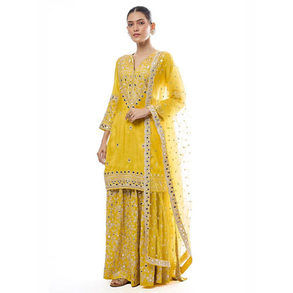 Gopi Vaid Aadhira Yellow Kurta with Sharara and Dupatta