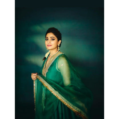 Gopi Vaid Shamita Green Kurta with Dhoti and Dupatta