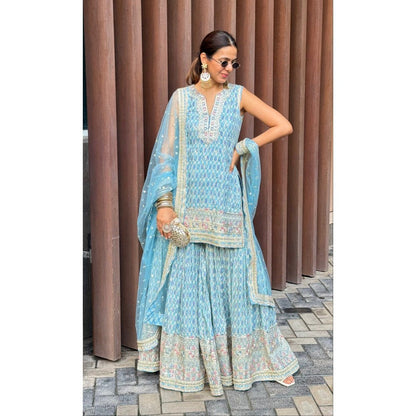 Gopi Vaid Sneha Adwani In Dhruvi Blue Kurta with Sharara and Dupatta