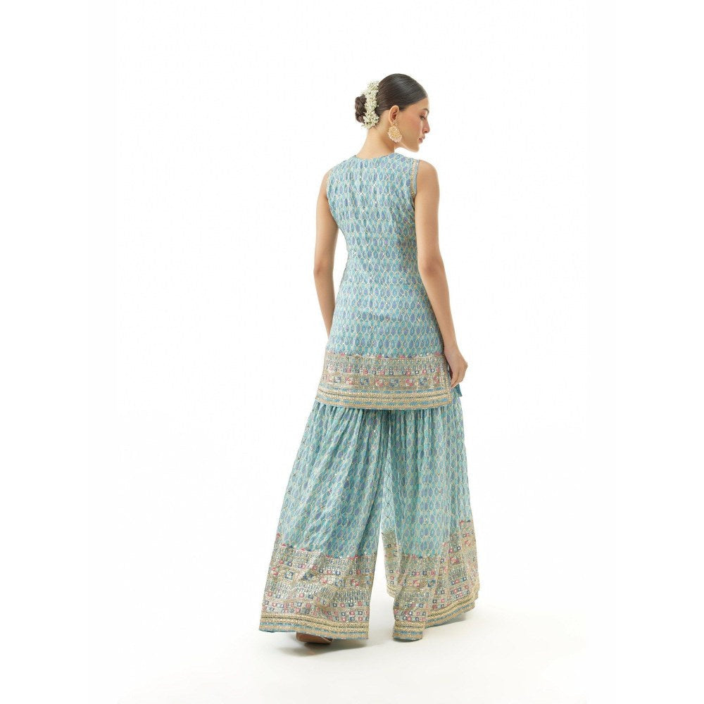 Gopi Vaid Sneha Adwani In Dhruvi Blue Kurta with Sharara and Dupatta