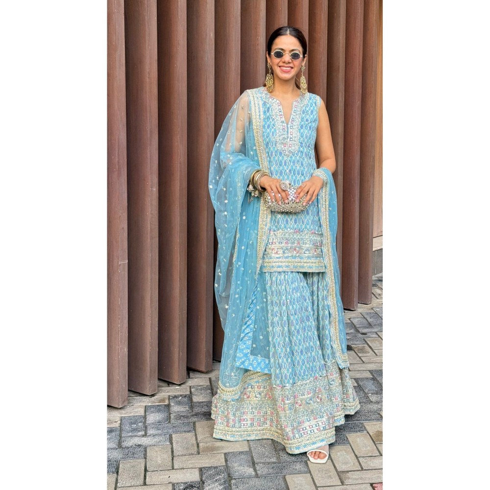 Gopi Vaid Sneha Adwani In Dhruvi Blue Kurta with Sharara and Dupatta