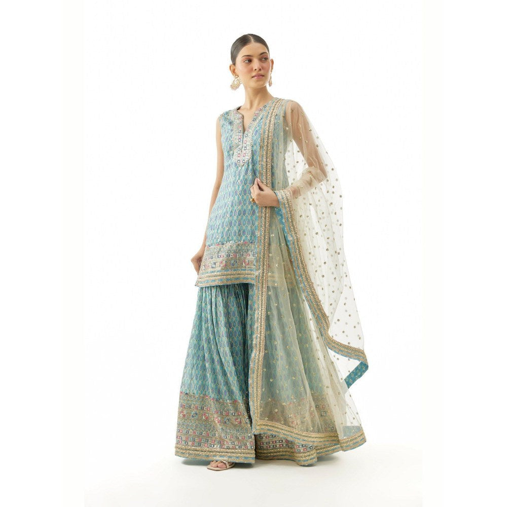 Gopi Vaid Sneha Adwani In Dhruvi Blue Kurta with Sharara and Dupatta