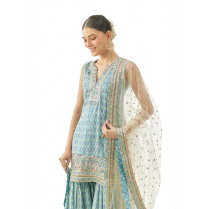 Gopi Vaid Sneha Adwani In Dhruvi Blue Kurta with Sharara and Dupatta