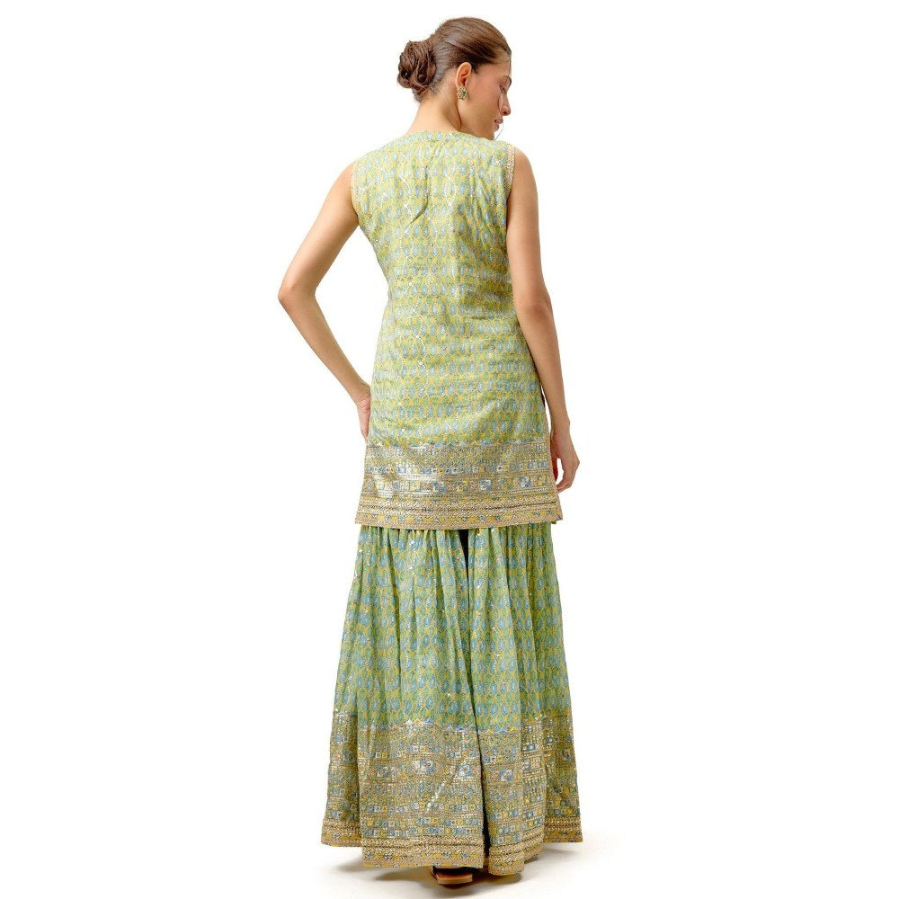 Gopi Vaid Dhruvi Yellow Kurta with Sharara and Dupatta