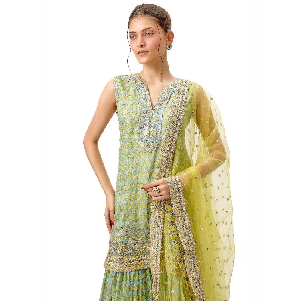 Gopi Vaid Dhruvi Yellow Kurta with Sharara and Dupatta