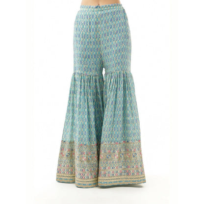 Gopi Vaid Janhavi Peplum Blue Top with Sharara and Dupatta