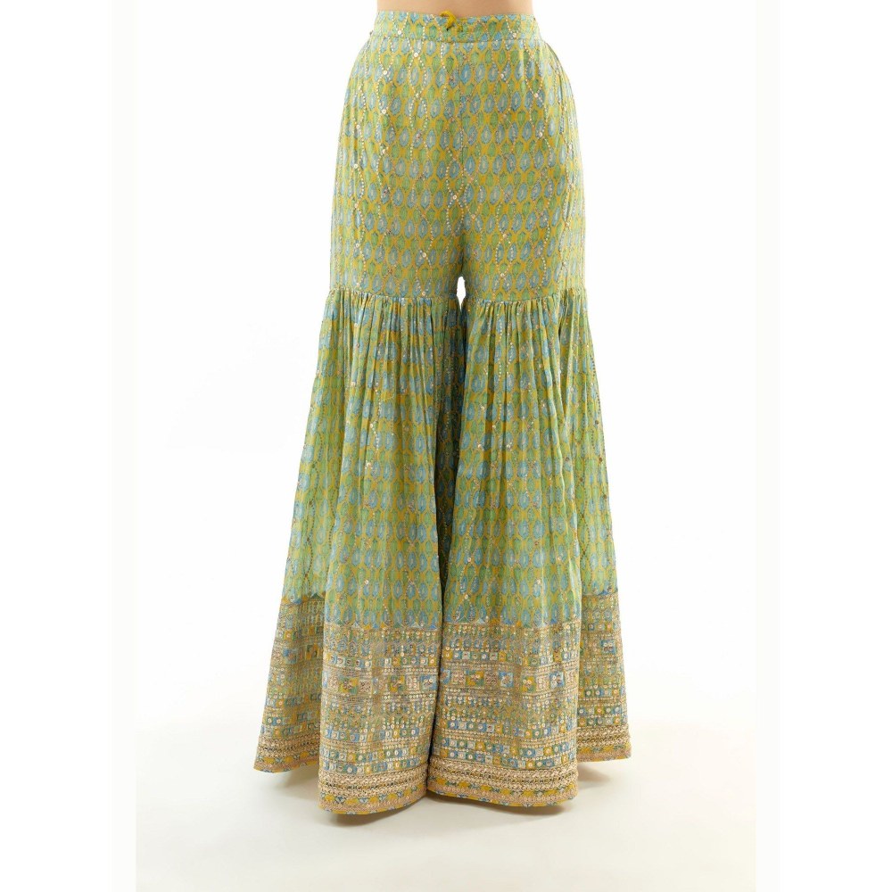 Gopi Vaid Janhavi Peplum Yellow Top with Sharara and Dupatta