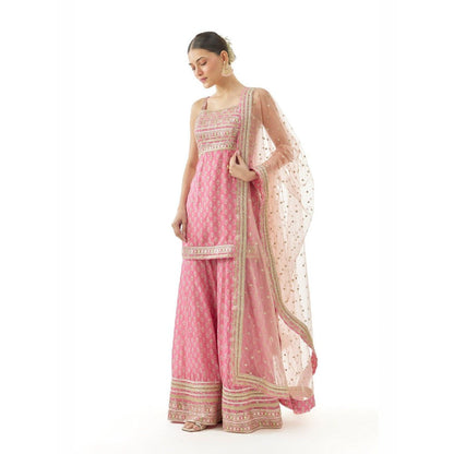 Gopi Vaid Nitya Pink Kurta with Sharara and Dupatta