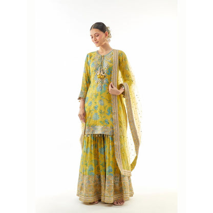 Gopi Vaid Niyati Yellow Kurti with Sharara and Dupatta