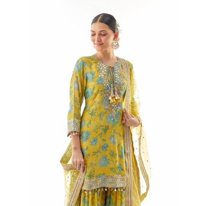 Gopi Vaid Niyati Yellow Kurti with Sharara and Dupatta