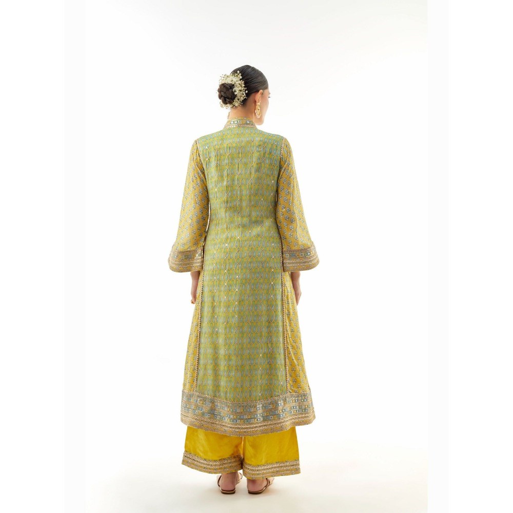 Gopi Vaid Harshika Yellow Anarkali Kurta with Palazzo and Dupatta