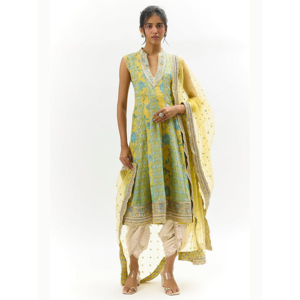 Gopi Vaid Smriti Yellow Kurta with Dhoti and Dupatta