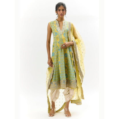 Gopi Vaid Smriti Yellow Kurta with Dhoti and Dupatta