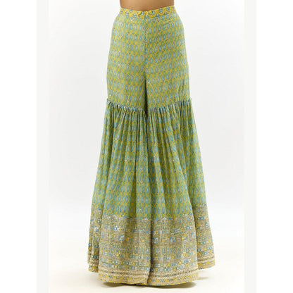 Gopi Vaid Tanvi Green Top with Sharara and Dupatta