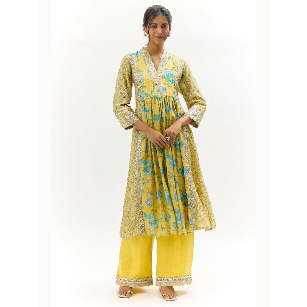 Gopi Vaid Riya Yellow Kurta with Palazzo