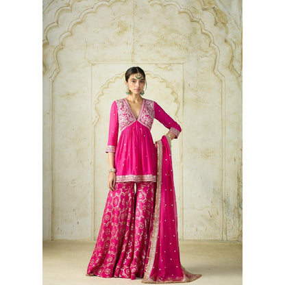 Gopi Vaid Rida Pink Top with Sharara and Dupatta