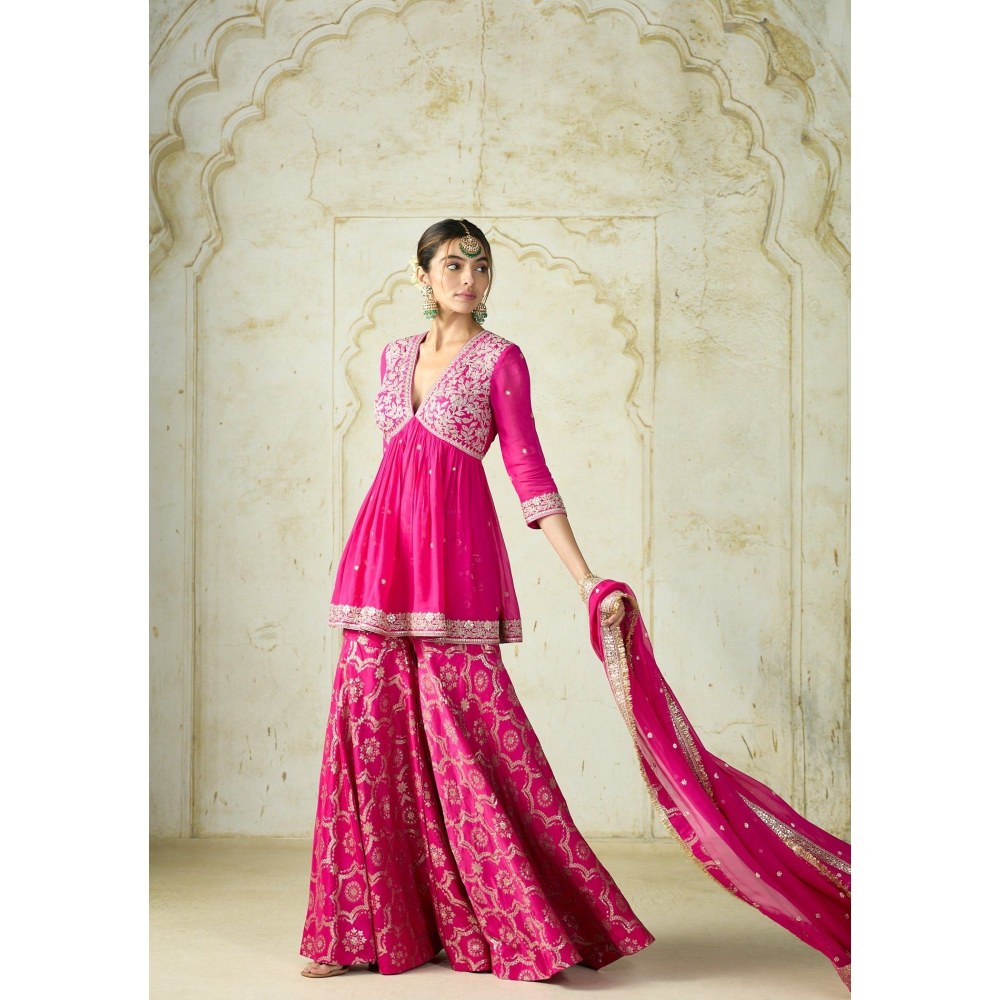 Gopi Vaid Rida Pink Top with Sharara and Dupatta