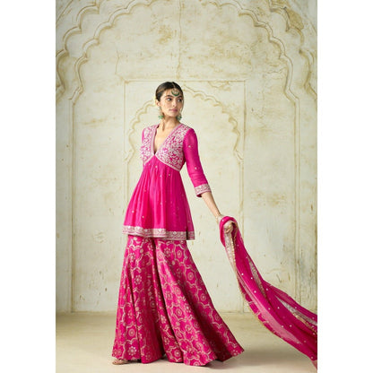 Gopi Vaid Rida Pink Top with Sharara and Dupatta