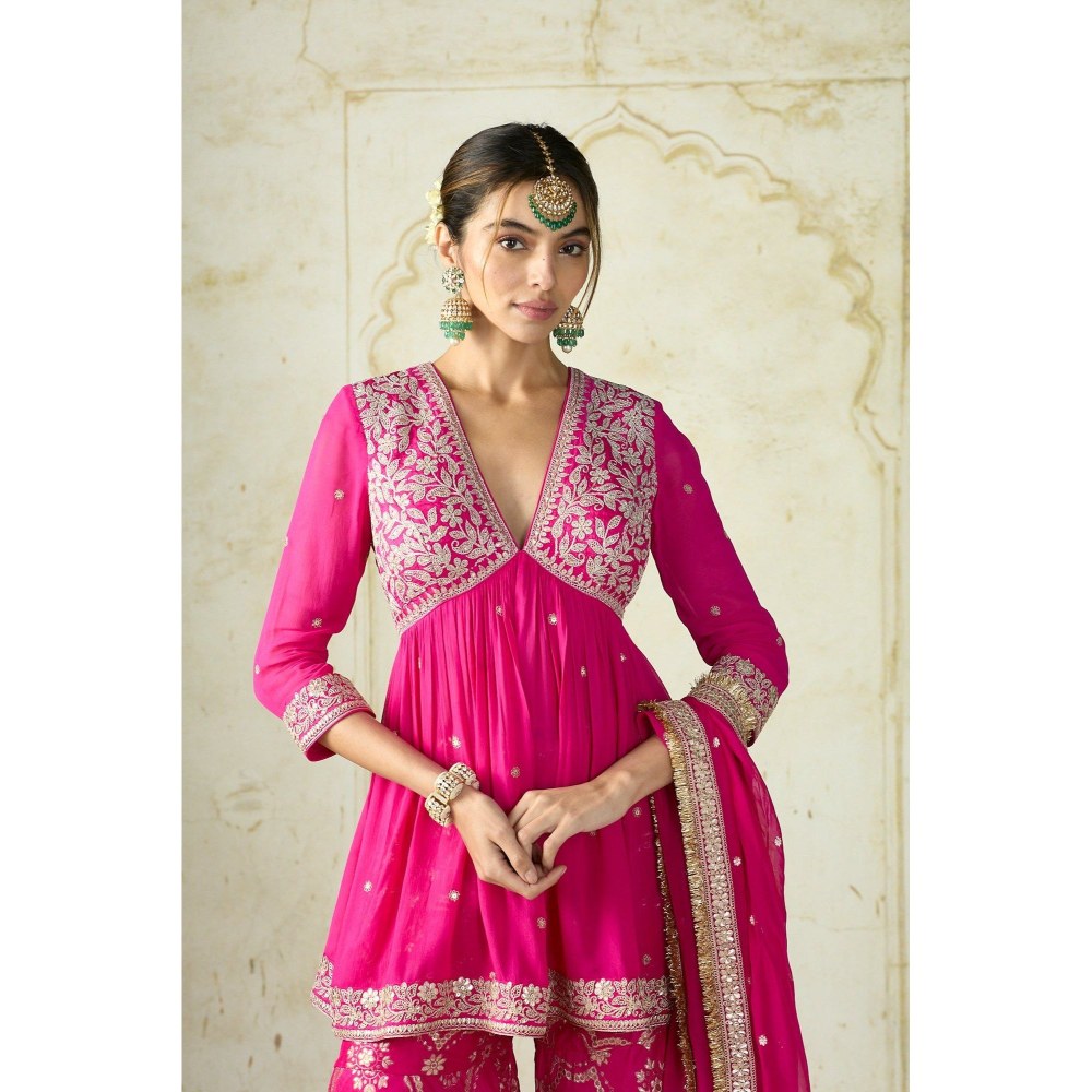 Gopi Vaid Rida Pink Top with Sharara and Dupatta