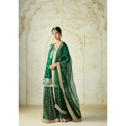 Gopi Vaid Mumtaz Green Kurta with Sharara and Dupatta