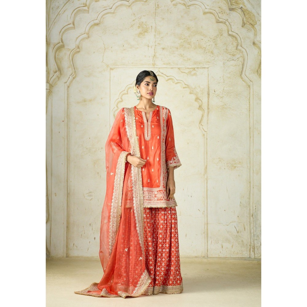 Gopi Vaid Mumtaz Orange Kurta with Sharara and Dupatta